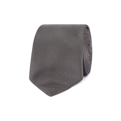Grey slim textured tie